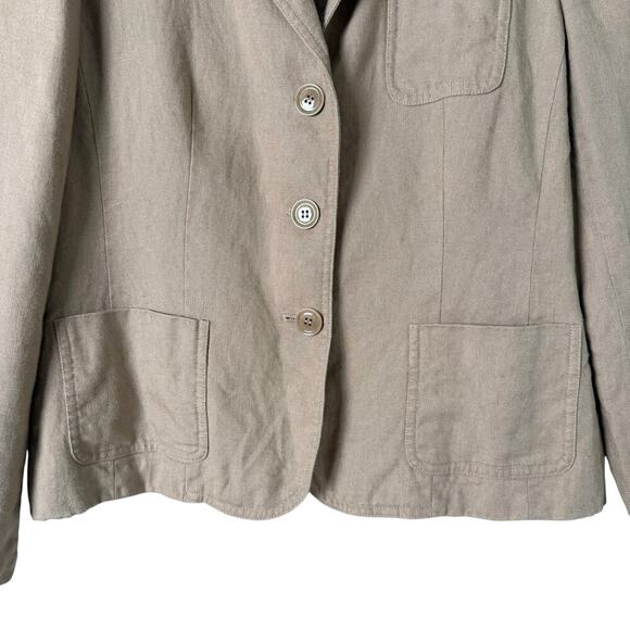 Talbots 100% Irish Linen Blazer Tan Beige Three-Button Fully Lined, Size 12P - Picture 5 of 9